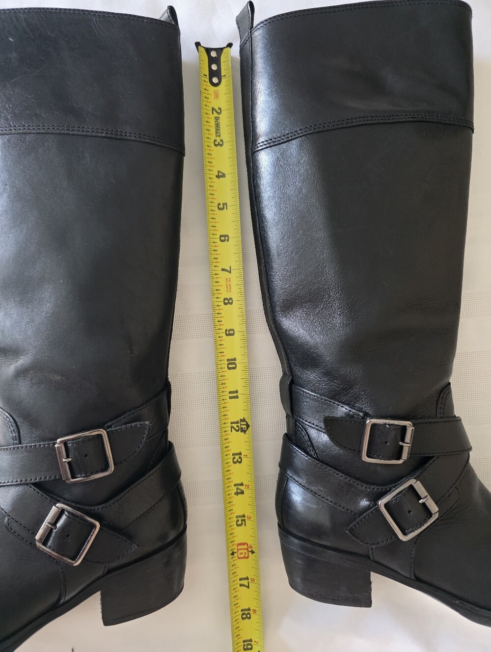 Nurture Black Leather Mid Calf Heeled Boots with Buckle Straps Size 8 - Picture 12 of 13
